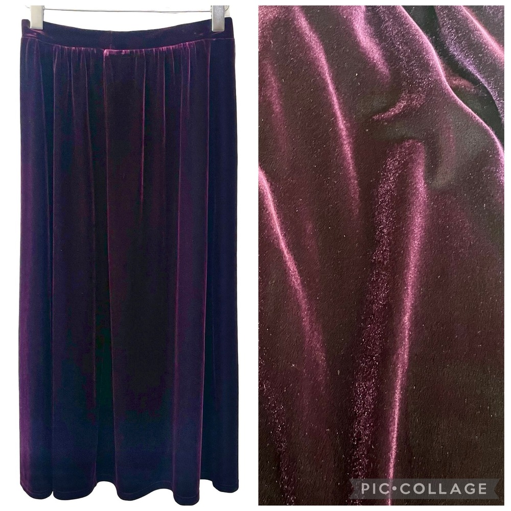 Koret Burgundy Merlot Velvet A-line Maxi Skirt Sz M Whimsigoth Forest Fairy Fall